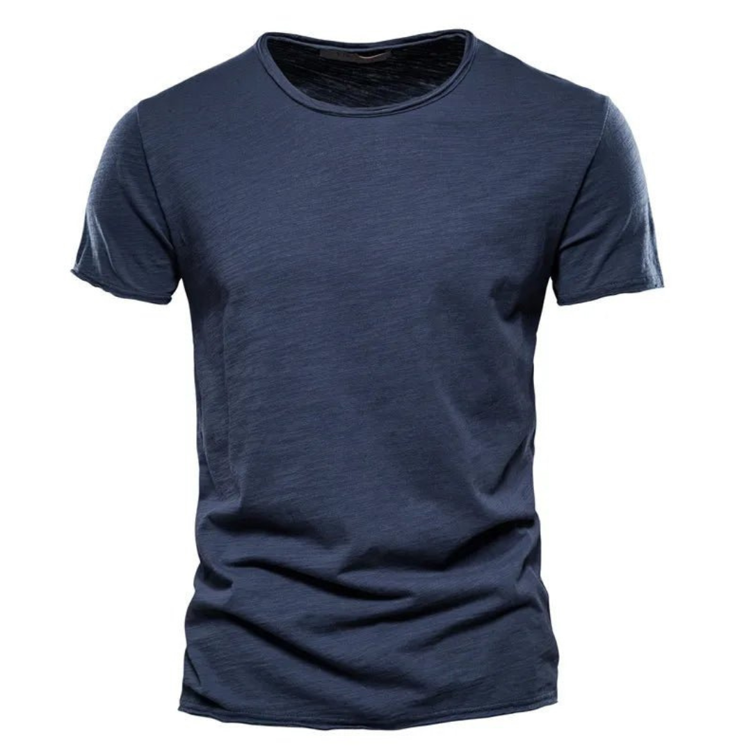 Herren T-Shirt – Unifarben mit Rundhalsausschnitt