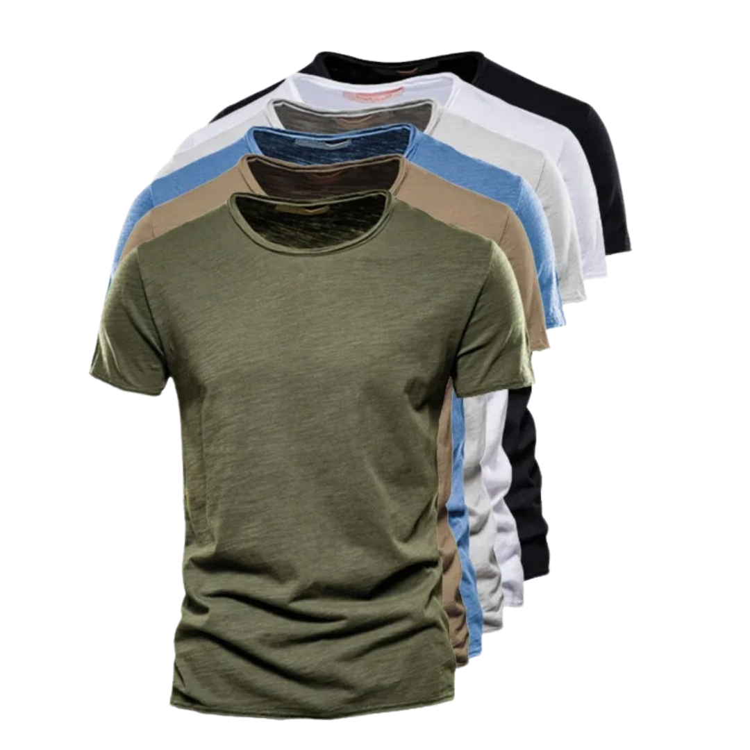 Herren T-Shirt – Unifarben mit Rundhalsausschnitt