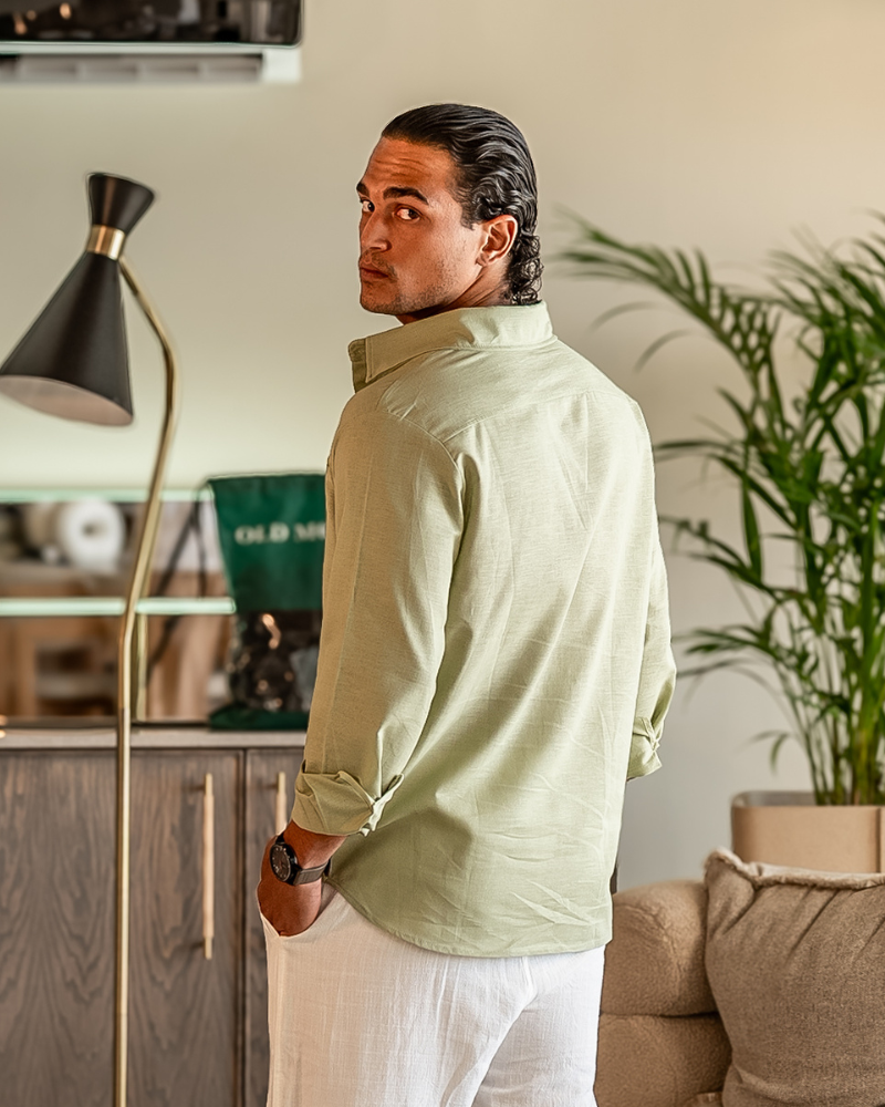 Herren Leinenhemd mit Knopfleiste