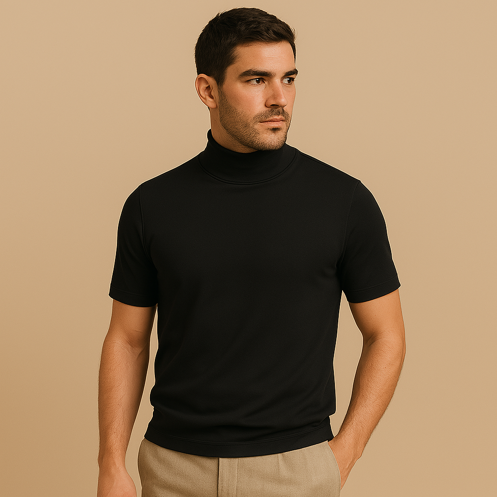 Herren-T-Shirt mit Hohem Hals - Lässiger Sommerstil