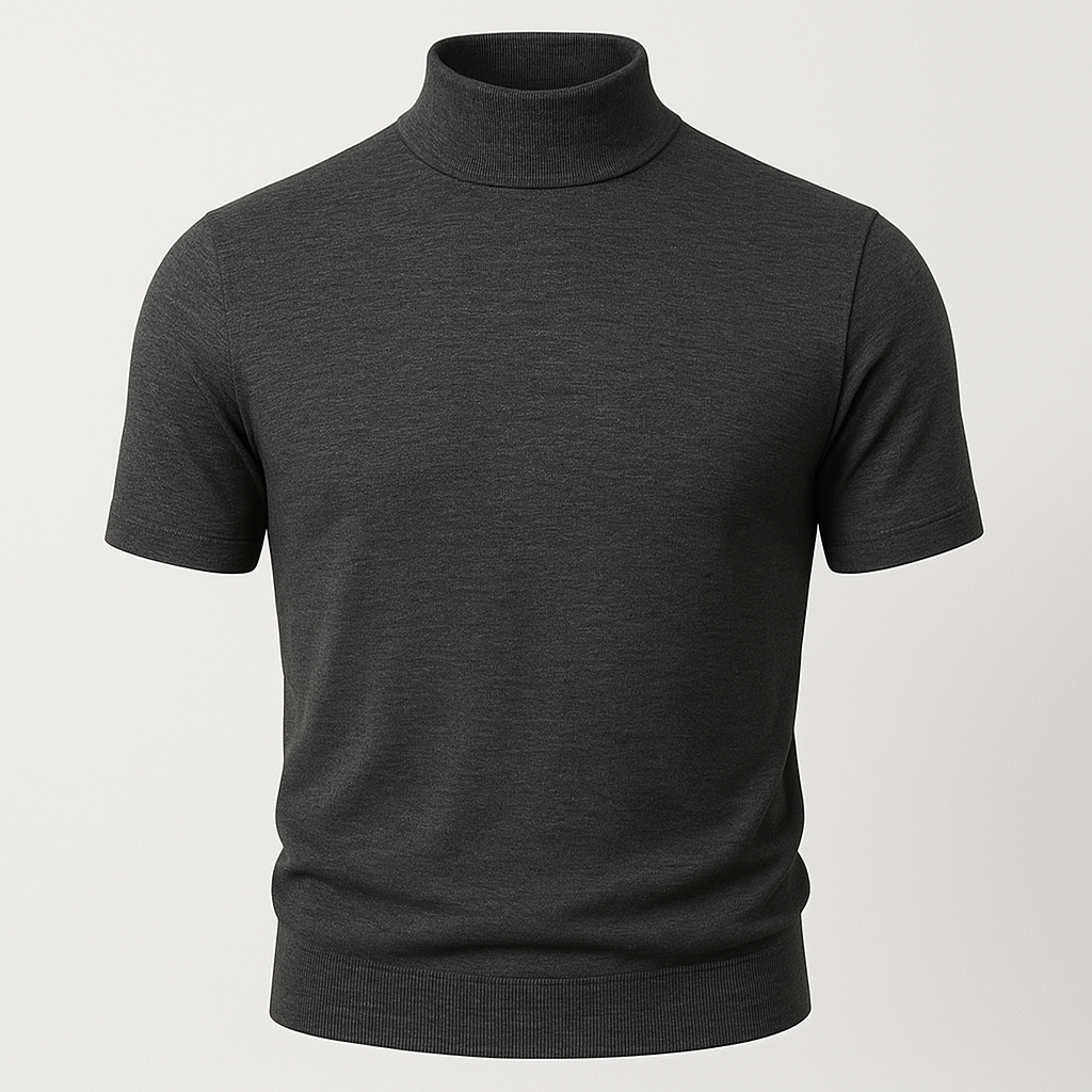 Herren-T-Shirt mit Hohem Hals - Lässiger Sommerstil