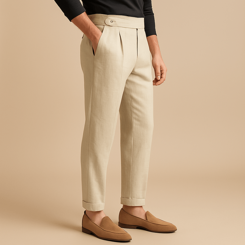 Herren Leinen Stoffhose - Oxford-Stil