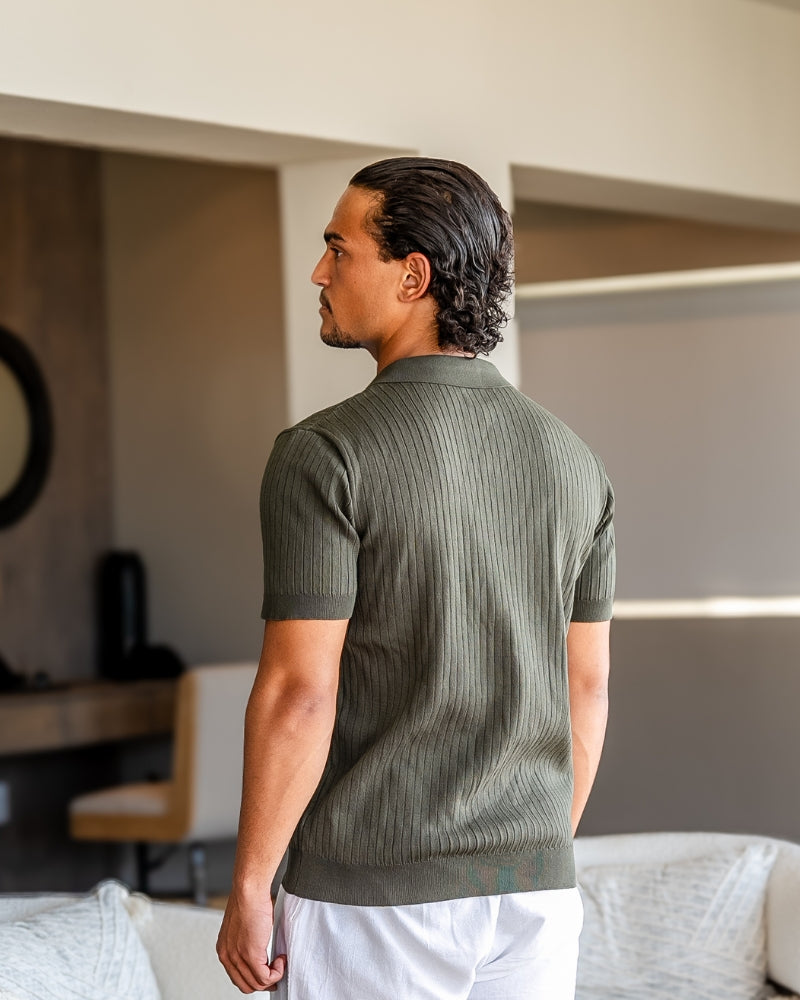 Herren-Poloshirt mit Rippstruktur