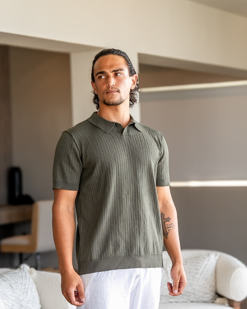 Herren-Poloshirt mit Rippstruktur