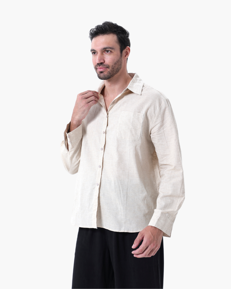 Herren Leinenhemd mit Knopfleiste