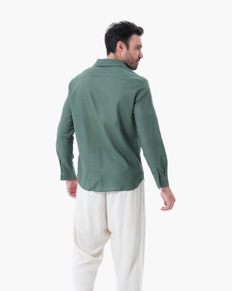 Herren Leinenhemd mit Knopfleiste