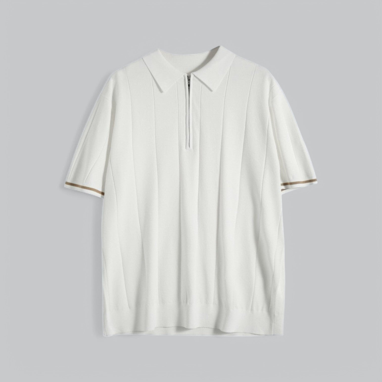 Herren Reißverschluss Poloshirt - Kurzärmlig