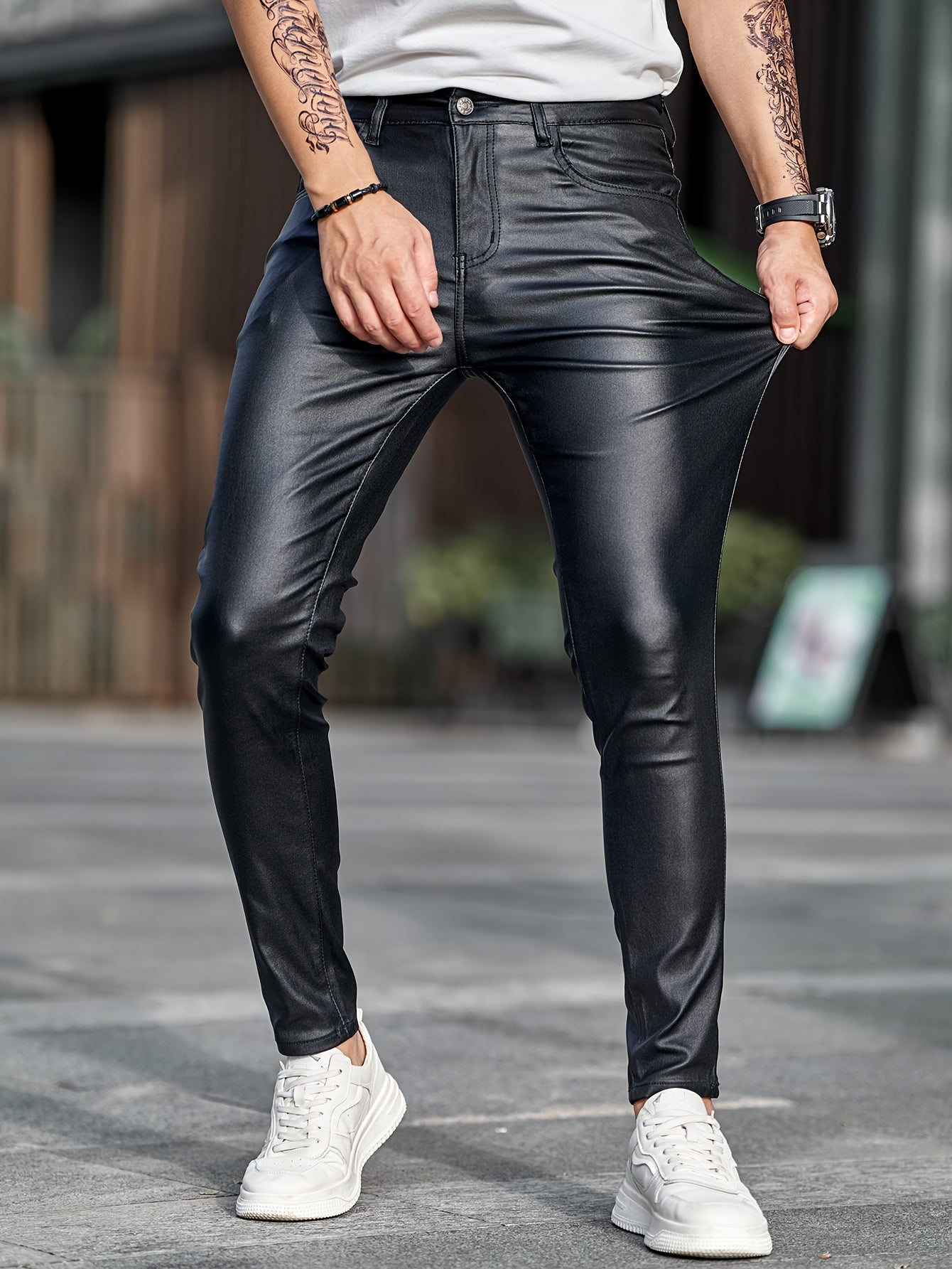 Herren Lederhose - Skinny Fit