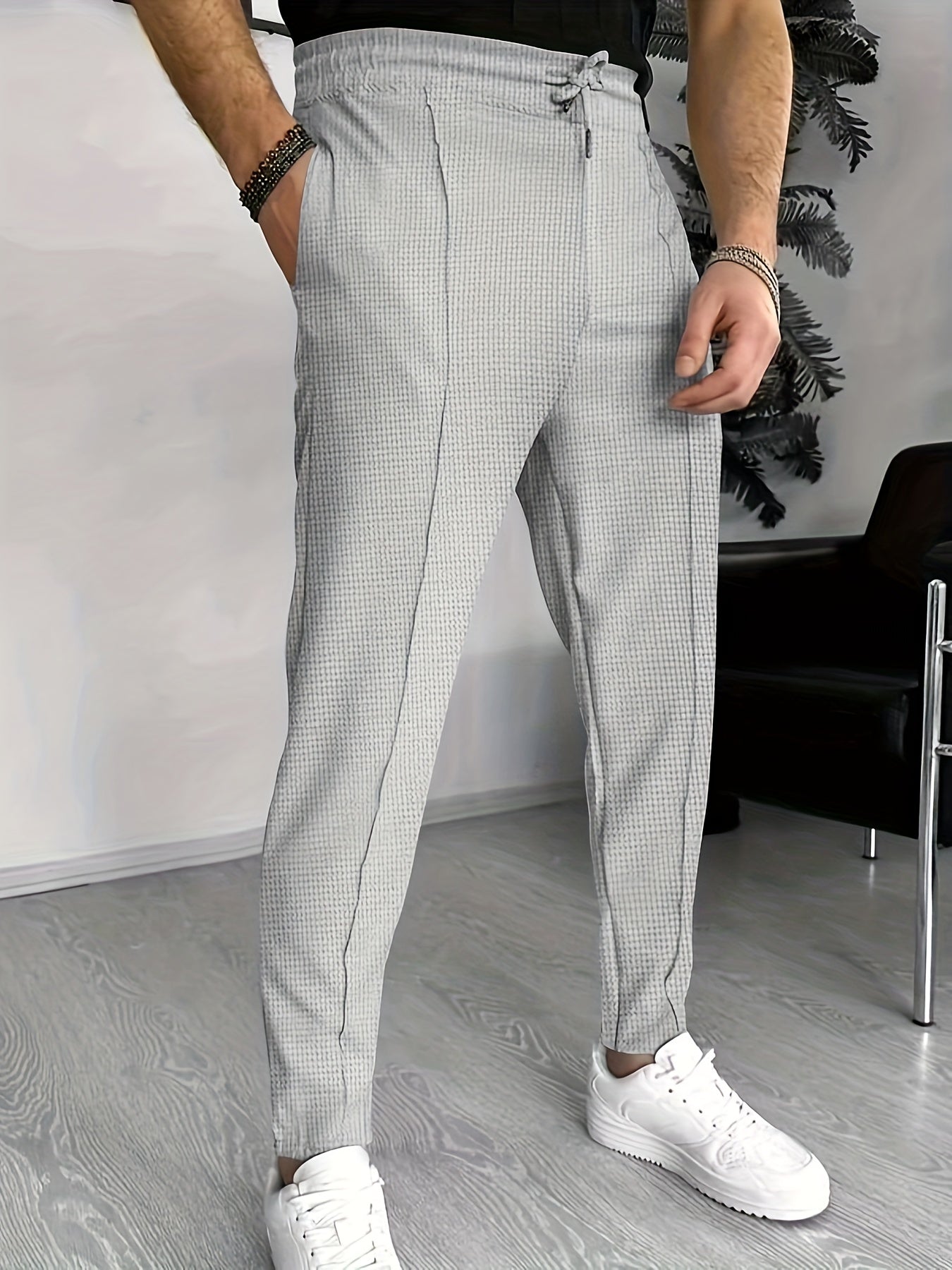 Herren Stretch Hose mit Waffelmuster