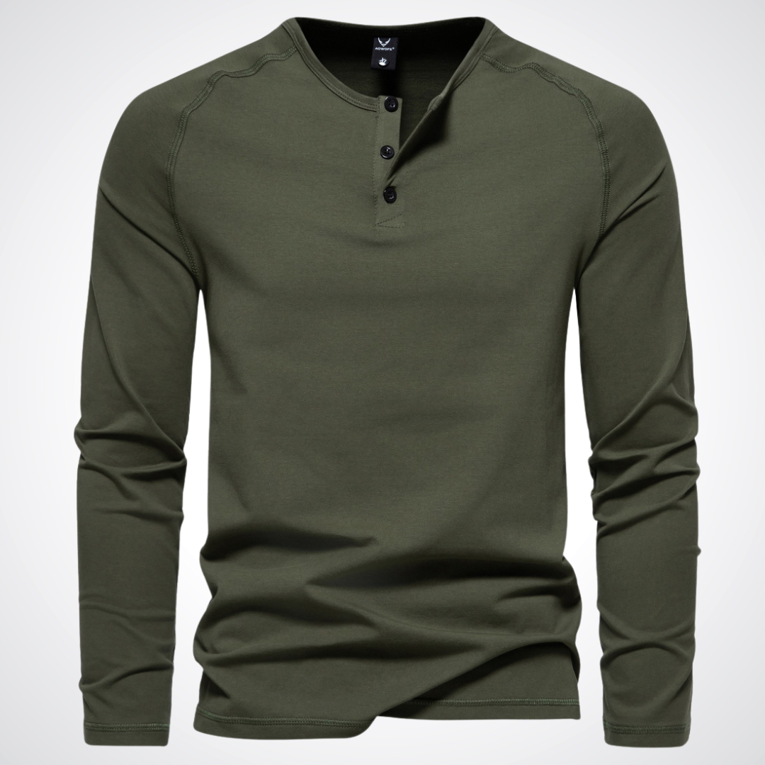 Herren henley kragenhemd mit langarm