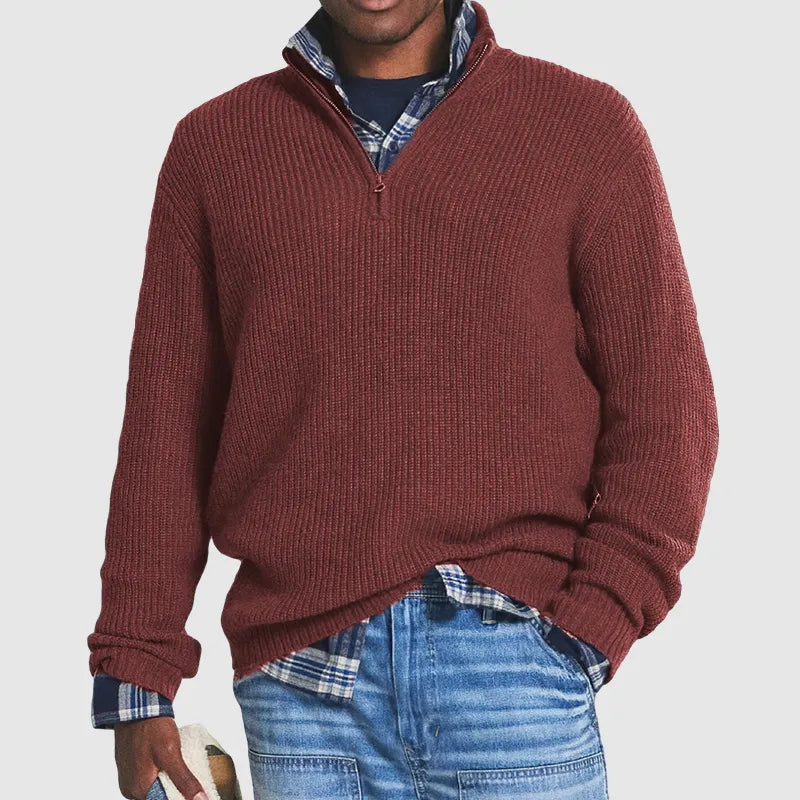 Herren Strickpullover mit Reißverschlusskragen