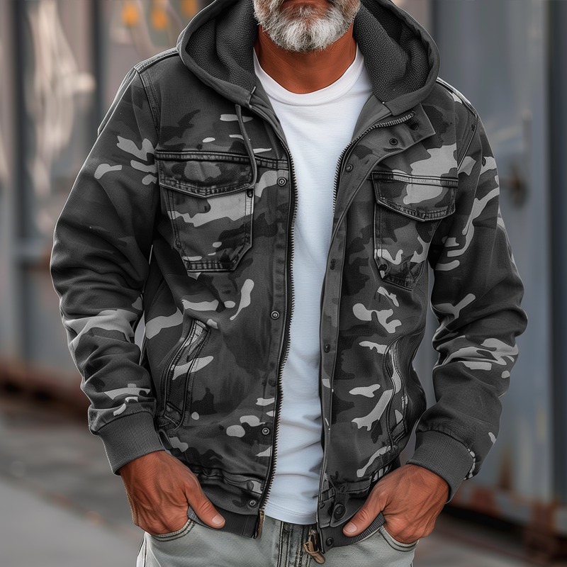 Herren Camouflage Cargo Jacke Mit Kapuze