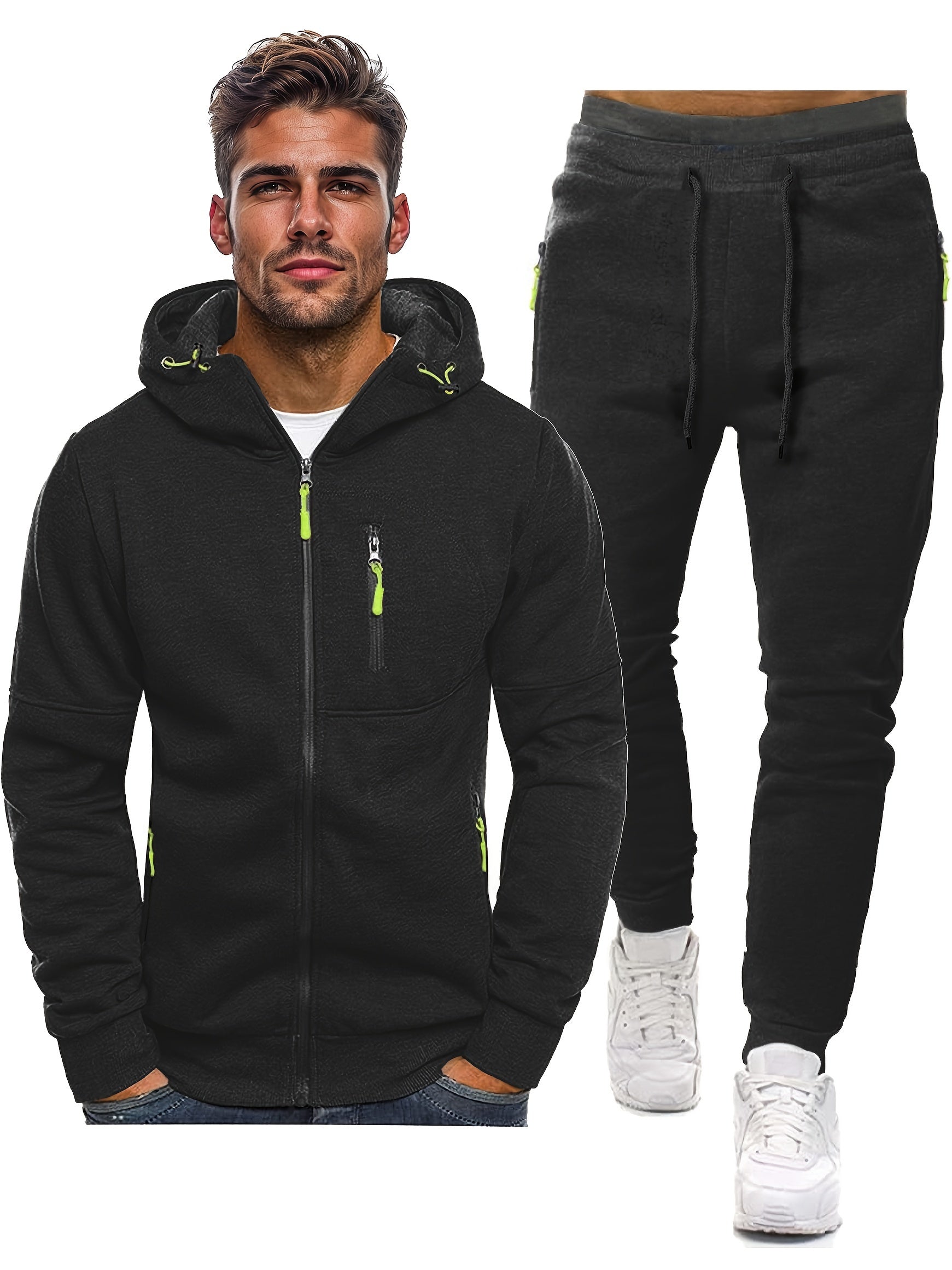 Herren trainingsanzug set mit kapuzenjacke und trainingshose