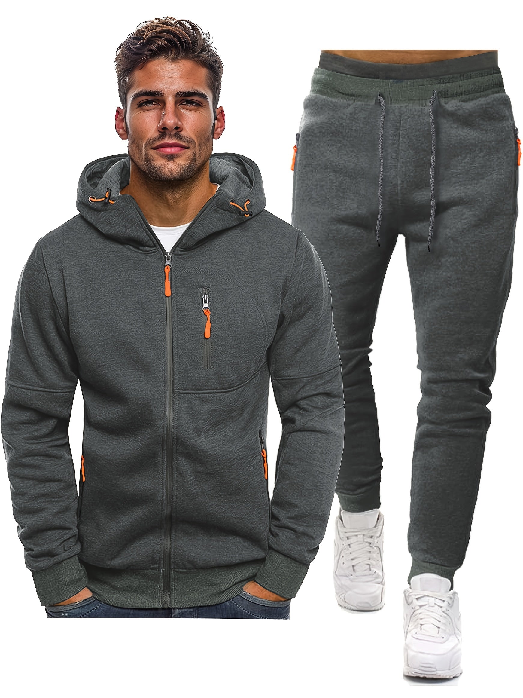 Herren trainingsanzug set mit kapuzenjacke und trainingshose