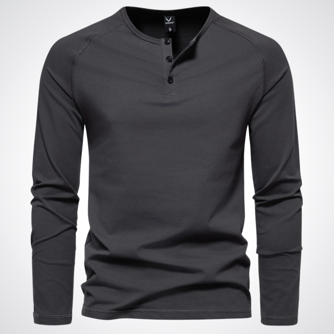 Herren henley kragenhemd mit langarm