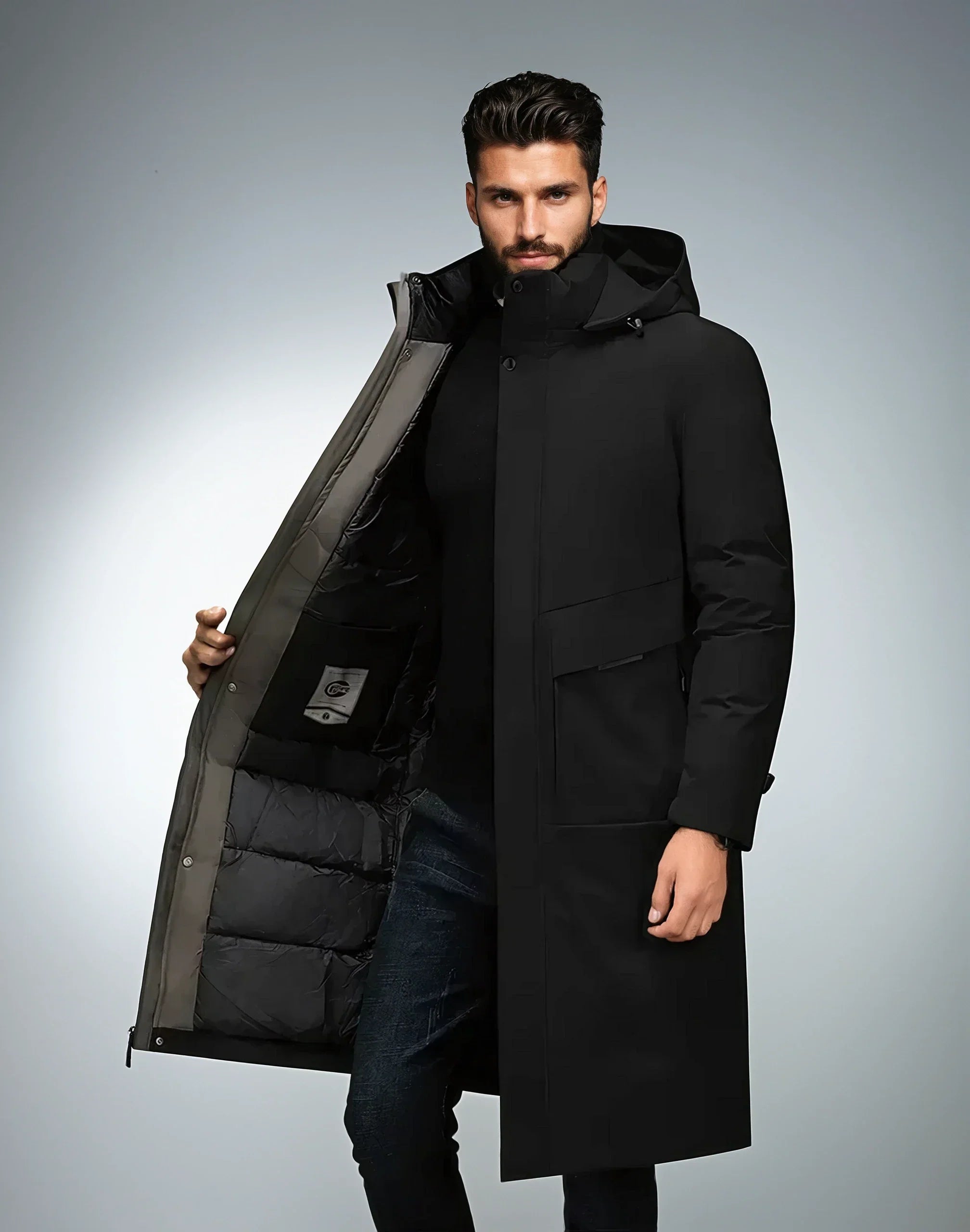 Herren warmer langer winter parka mantel