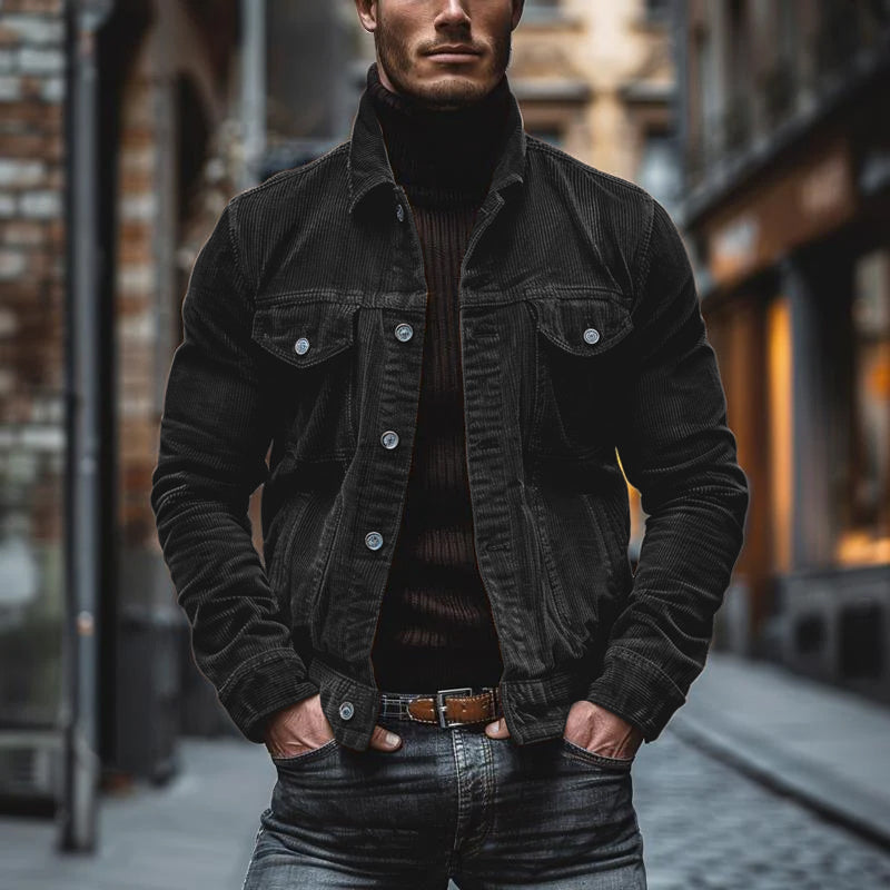 Herren Jacke mit Vintage-Korddesign