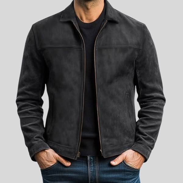 Herren lederjacke mit reißverschluss