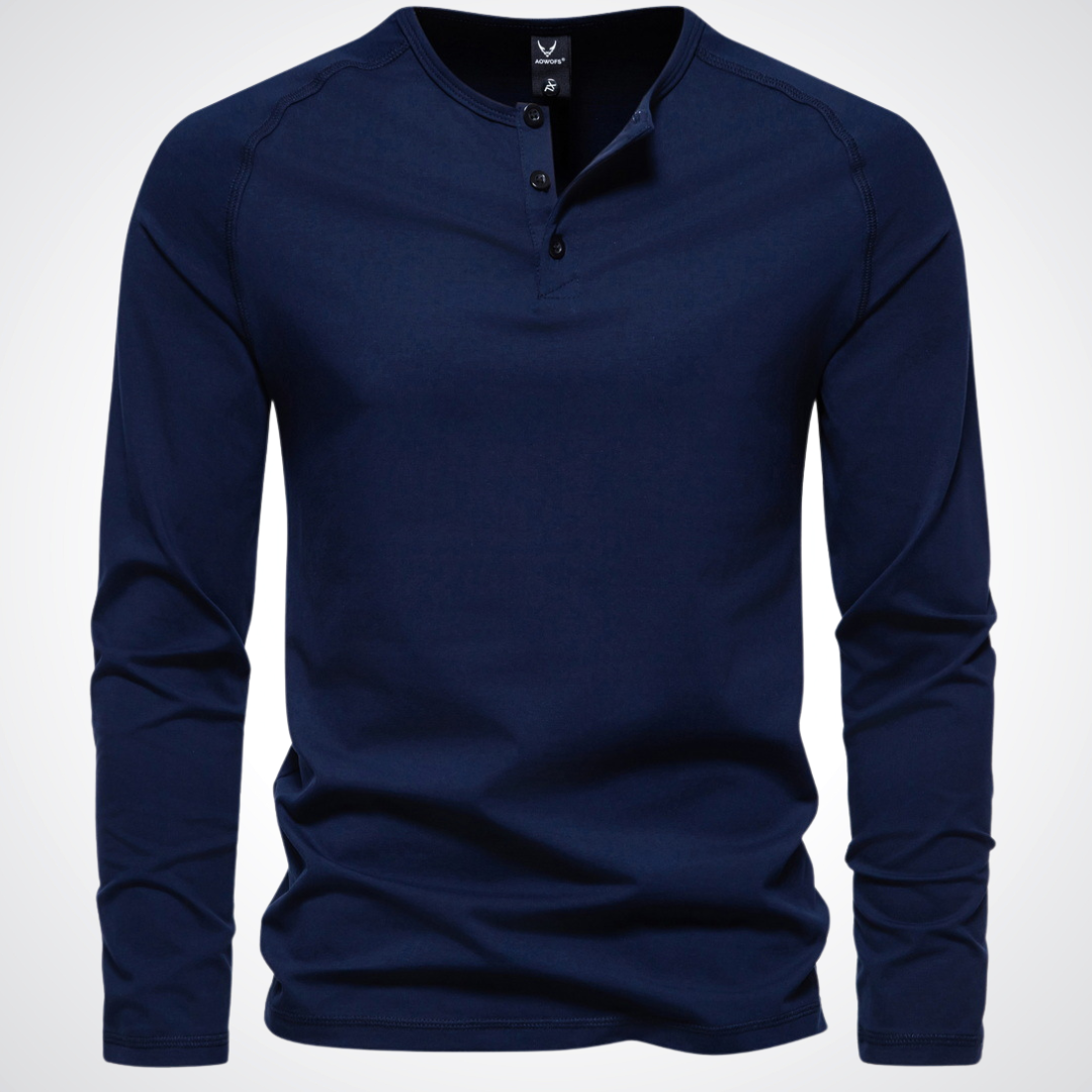 Herren henley kragenhemd mit langarm