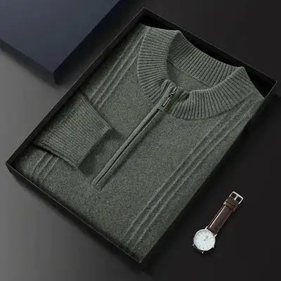 Herren kaschmir ribbed pullover mit halbem reißverschluss