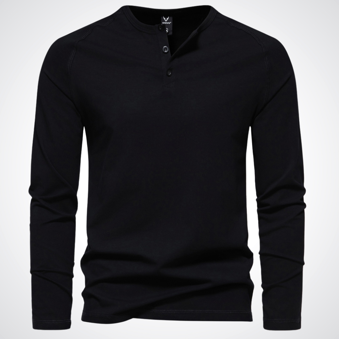 Herren henley kragenhemd mit langarm