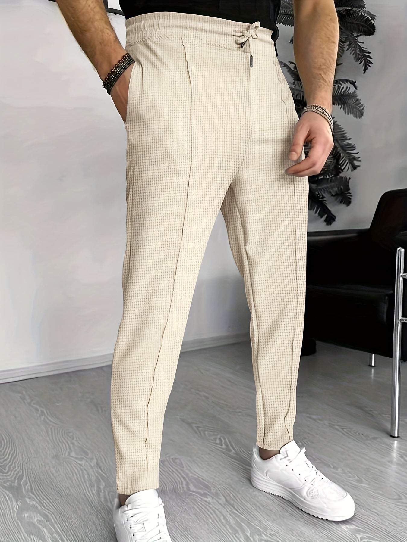 Herren Stretch Hose mit Waffelmuster