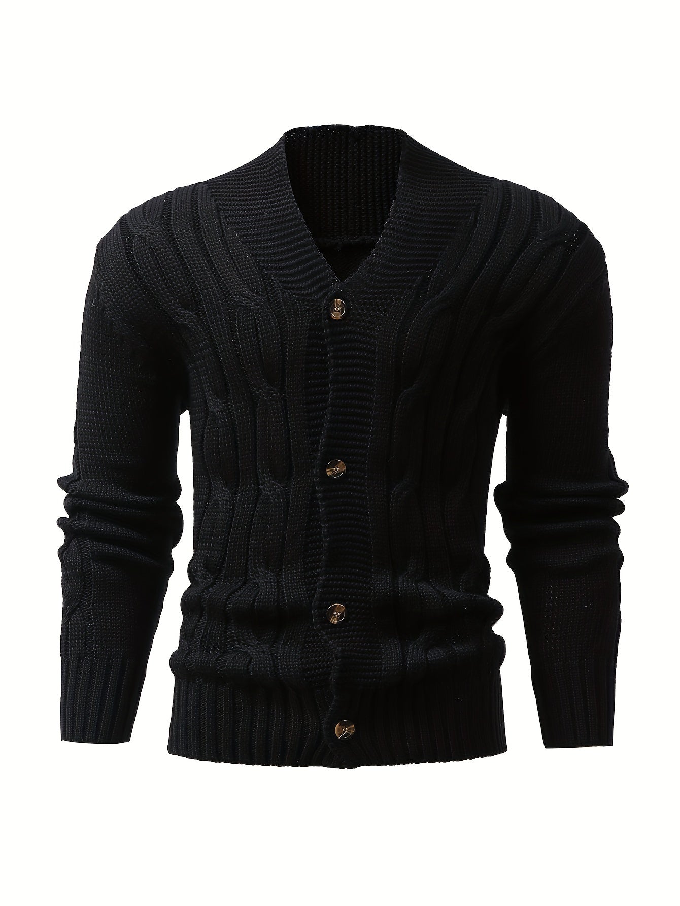 Herren Einfarbige Strickjacke aus Rippenstrick