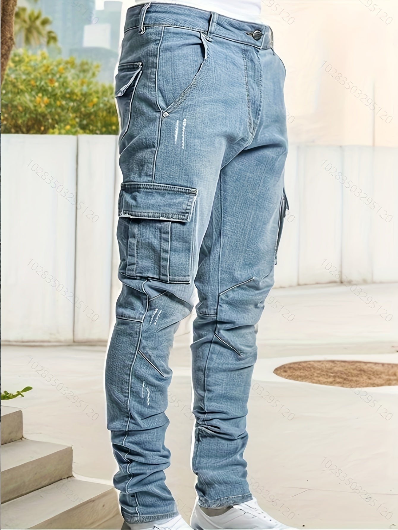 Herren cargo denim jeans mit hohem stretch