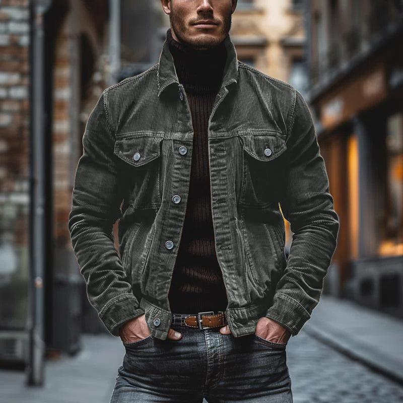 Herren Jacke mit Vintage-Korddesign