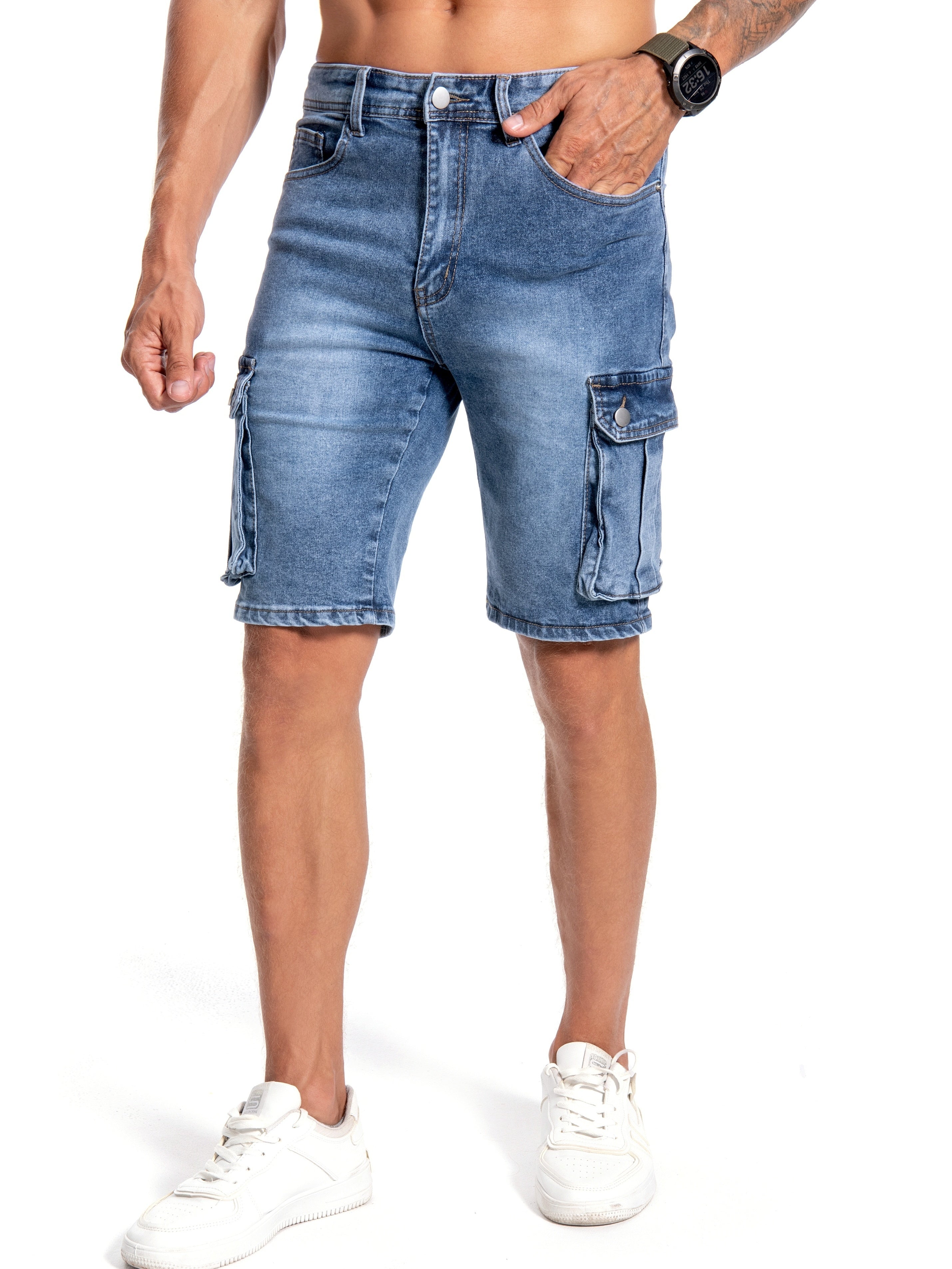 Herren cargo denim shorts