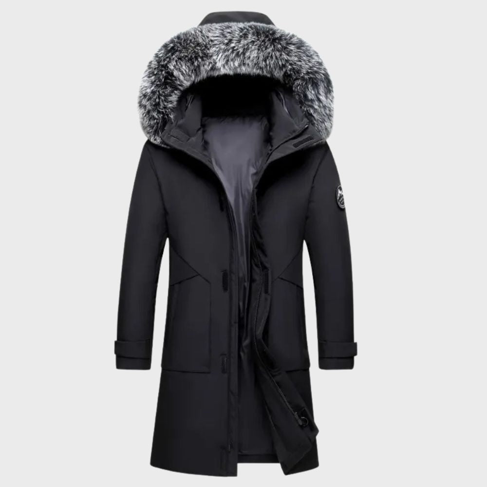 Herren Winterjacke mit wasserdichter Beschichtung und Fellbesatz