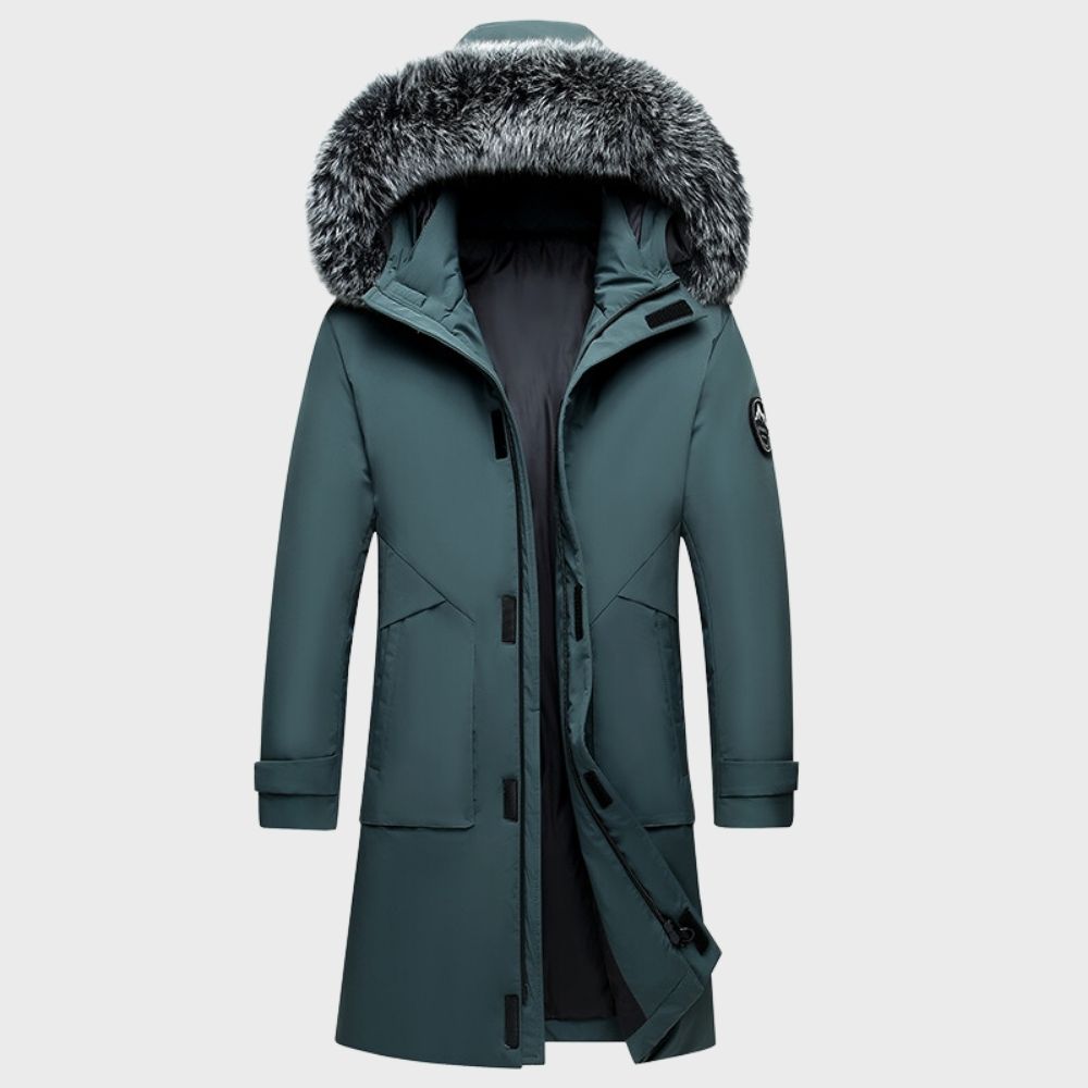 Herren Winterjacke mit wasserdichter Beschichtung und Fellbesatz