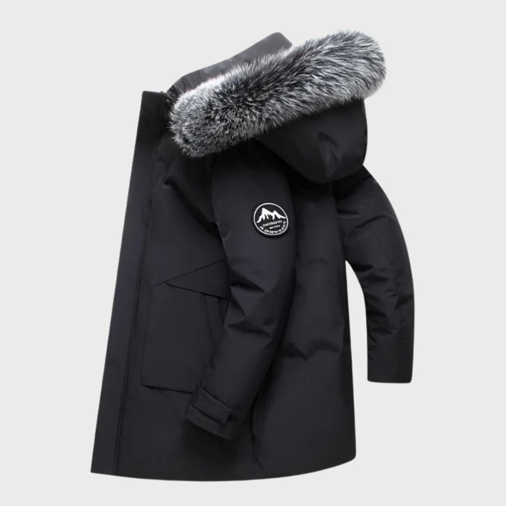 Herren Winterjacke mit wasserdichter Beschichtung und Fellbesatz