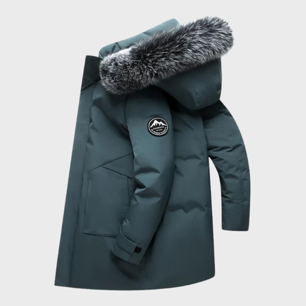 Herren Winterjacke mit wasserdichter Beschichtung und Fellbesatz