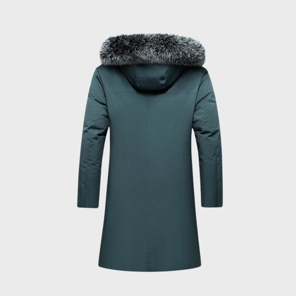 Herren Winterjacke mit wasserdichter Beschichtung und Fellbesatz