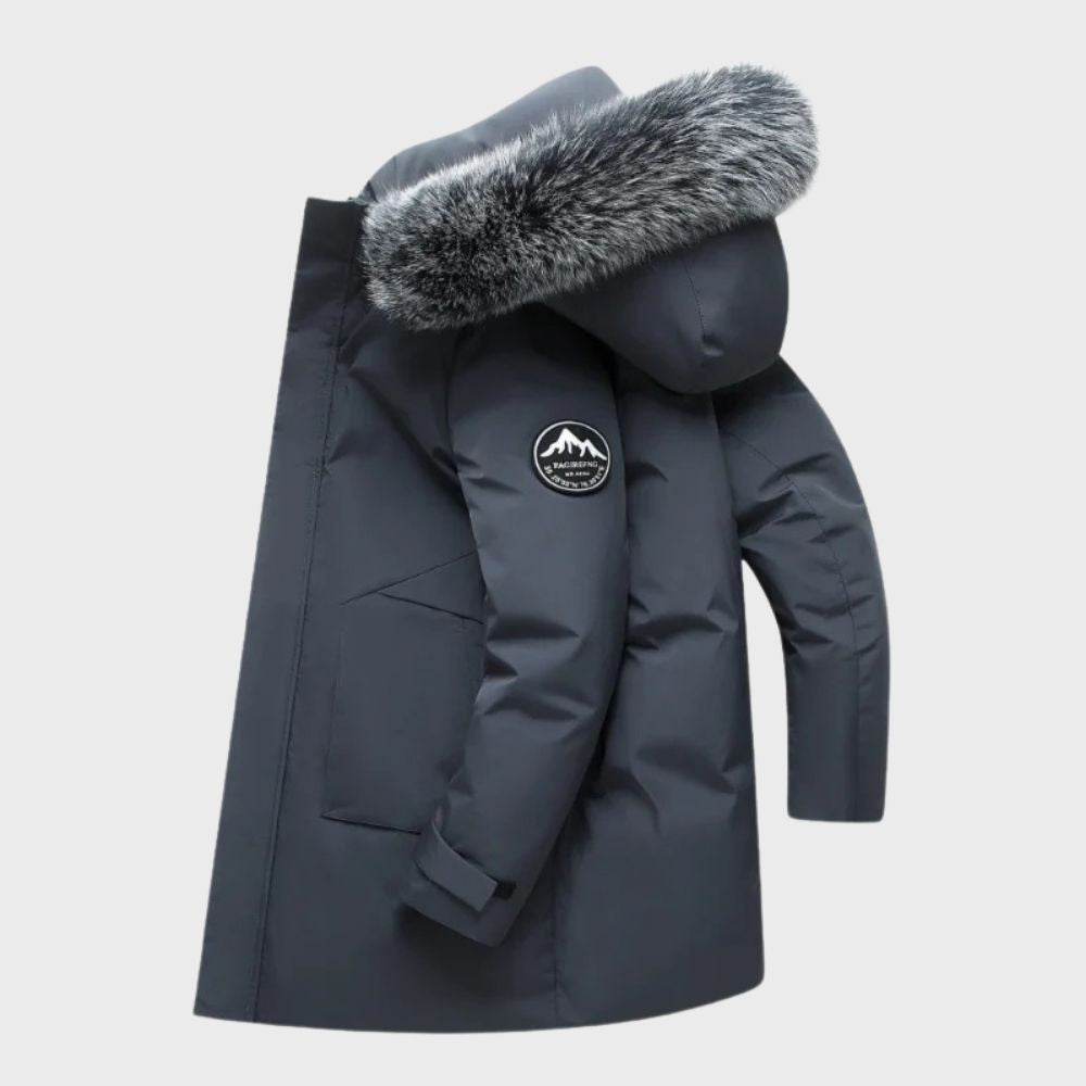 Herren Winterjacke mit wasserdichter Beschichtung und Fellbesatz