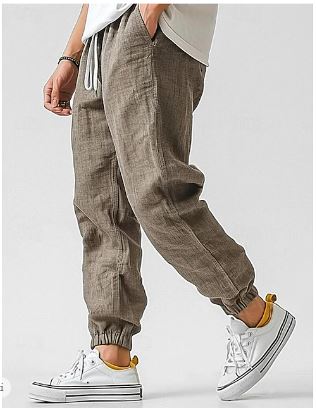 Herren Leinen Joggerhose