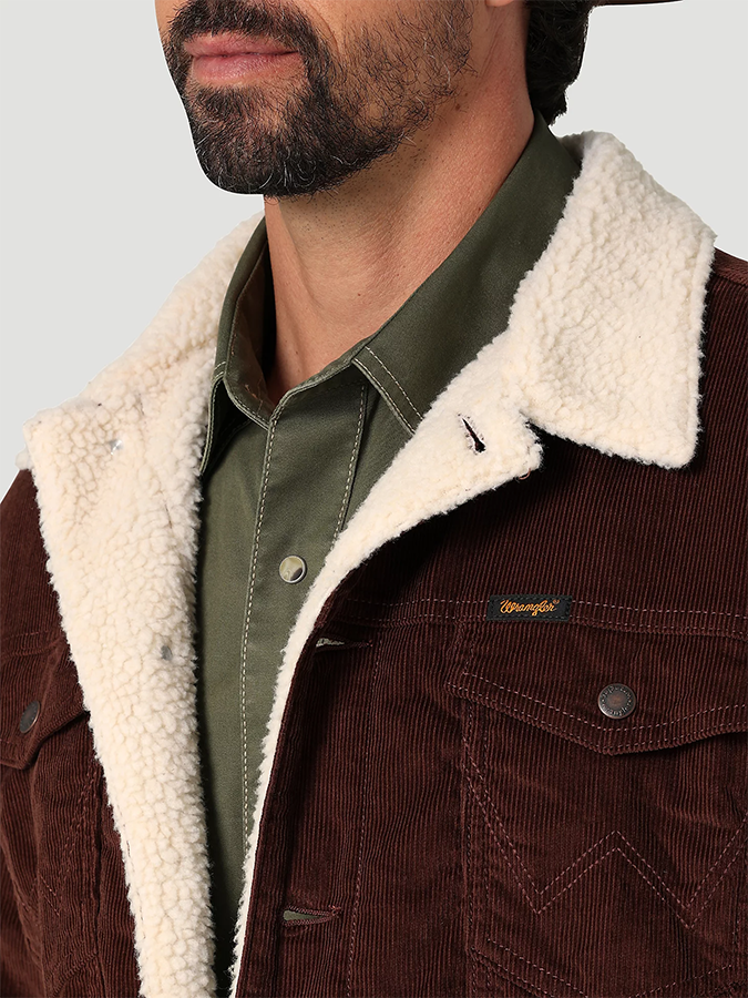 Herren braune cordjacke mit fleece-futter