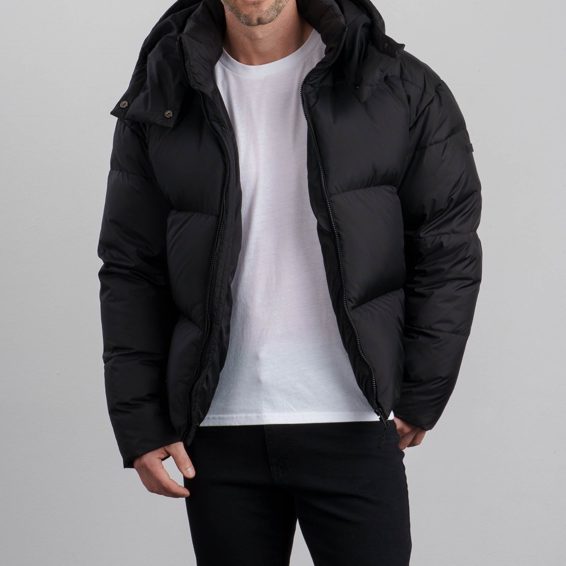 Herren schwarze wasserdichte winterjacke