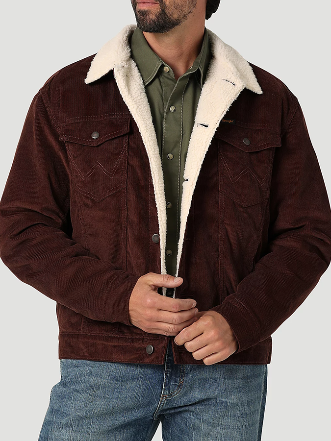 Herren braune cordjacke mit fleece-futter