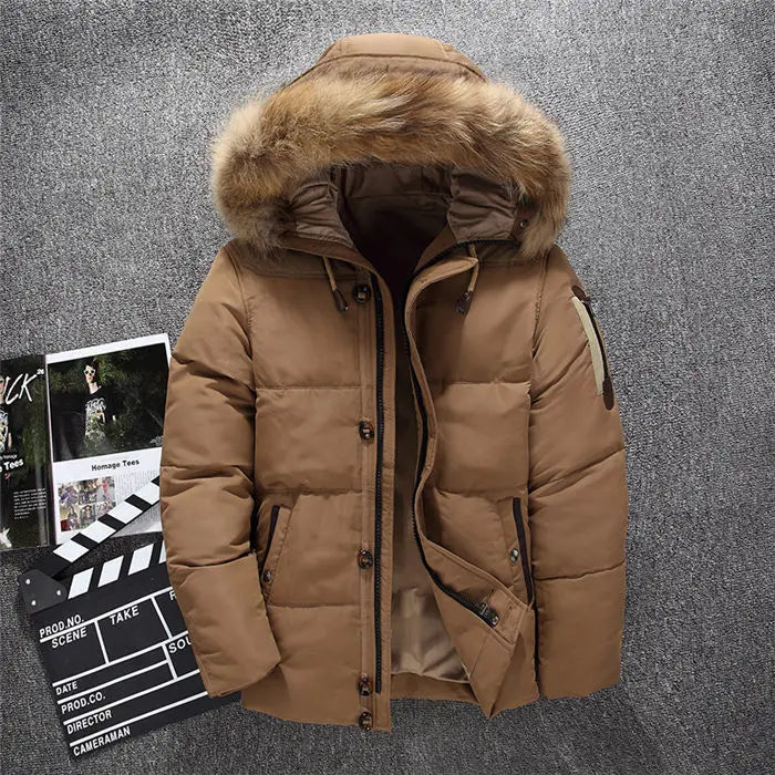 Herren wasserdichte winterjacke mit fell