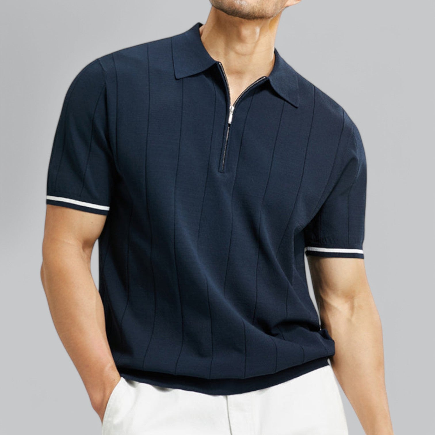 Herren Poloshirt mit Reißverschluss – Kurzarm