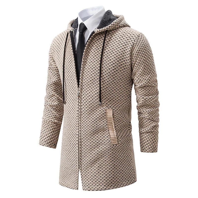 Herren lange merinowolljacke mit fleece