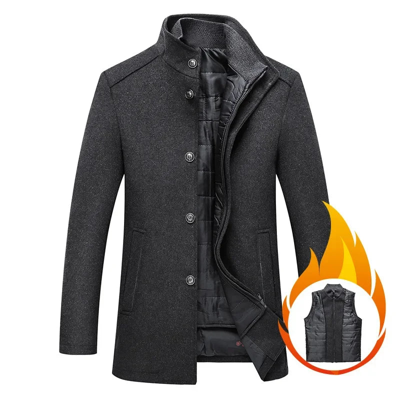 Herren Wollmantel mit Warmer Innenweste