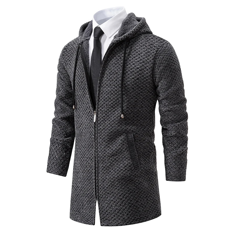 Herren lange merinowolljacke mit fleece