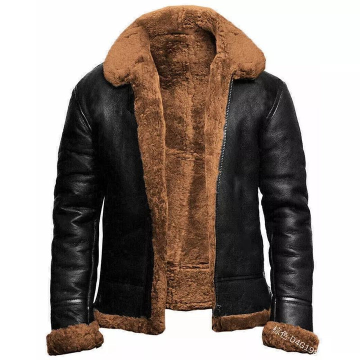 Herren winter lederjacke mit fleece futter