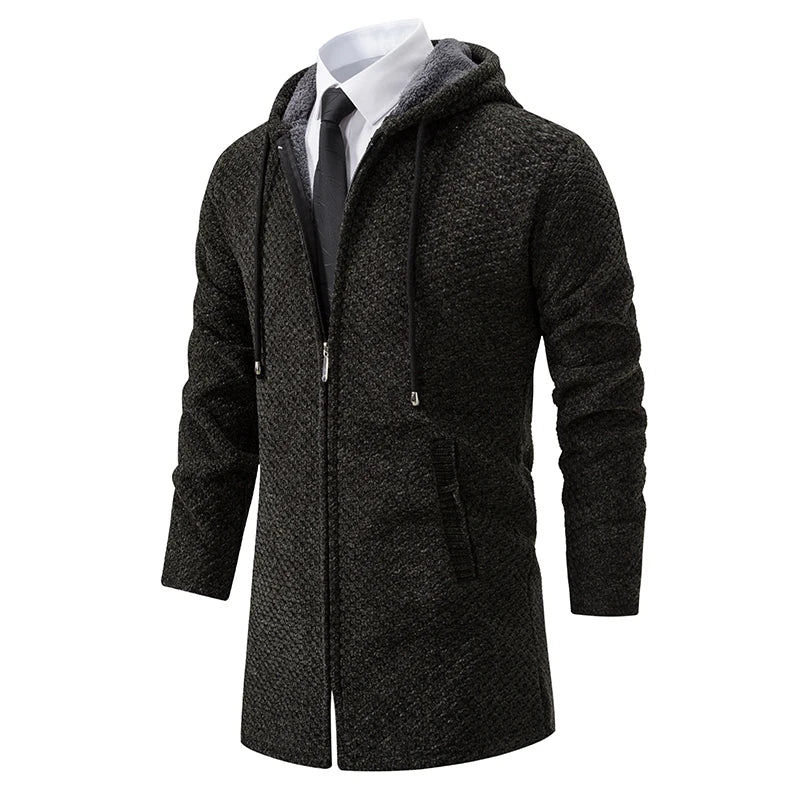 Herren lange merinowolljacke mit fleece