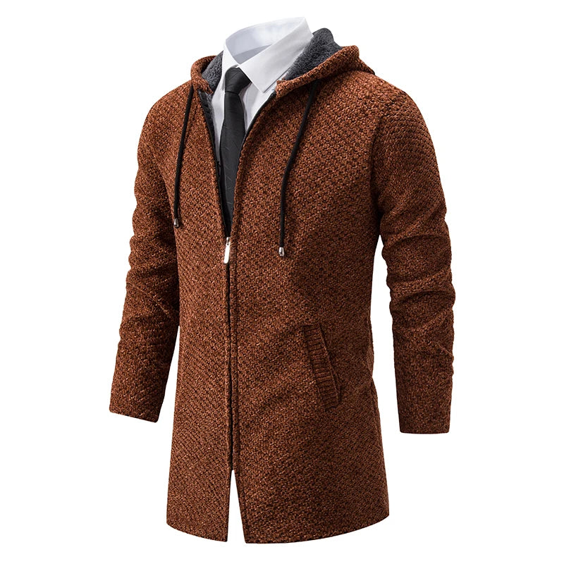 Herren lange merinowolljacke mit fleece