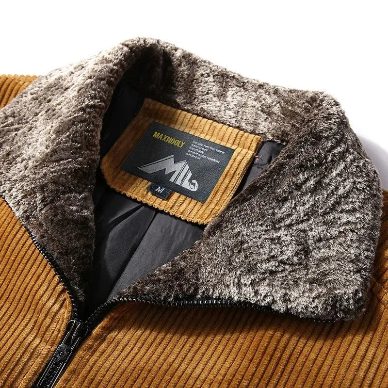 Herren Fleecegefütterte Cord-Winterjacke