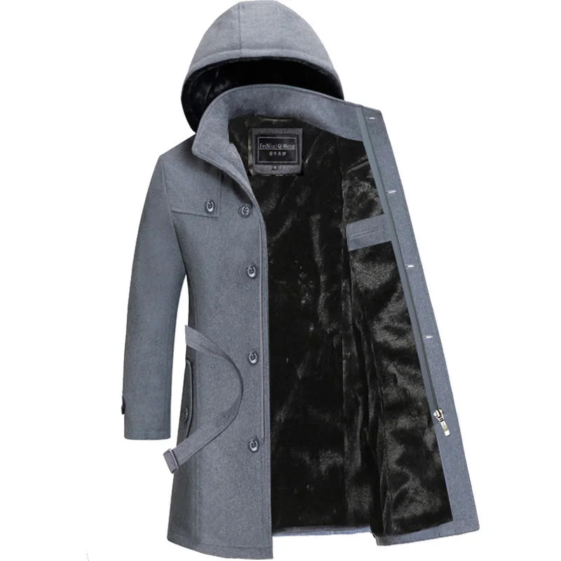 Herren Wintermantel mit Fleece-Futter und langem